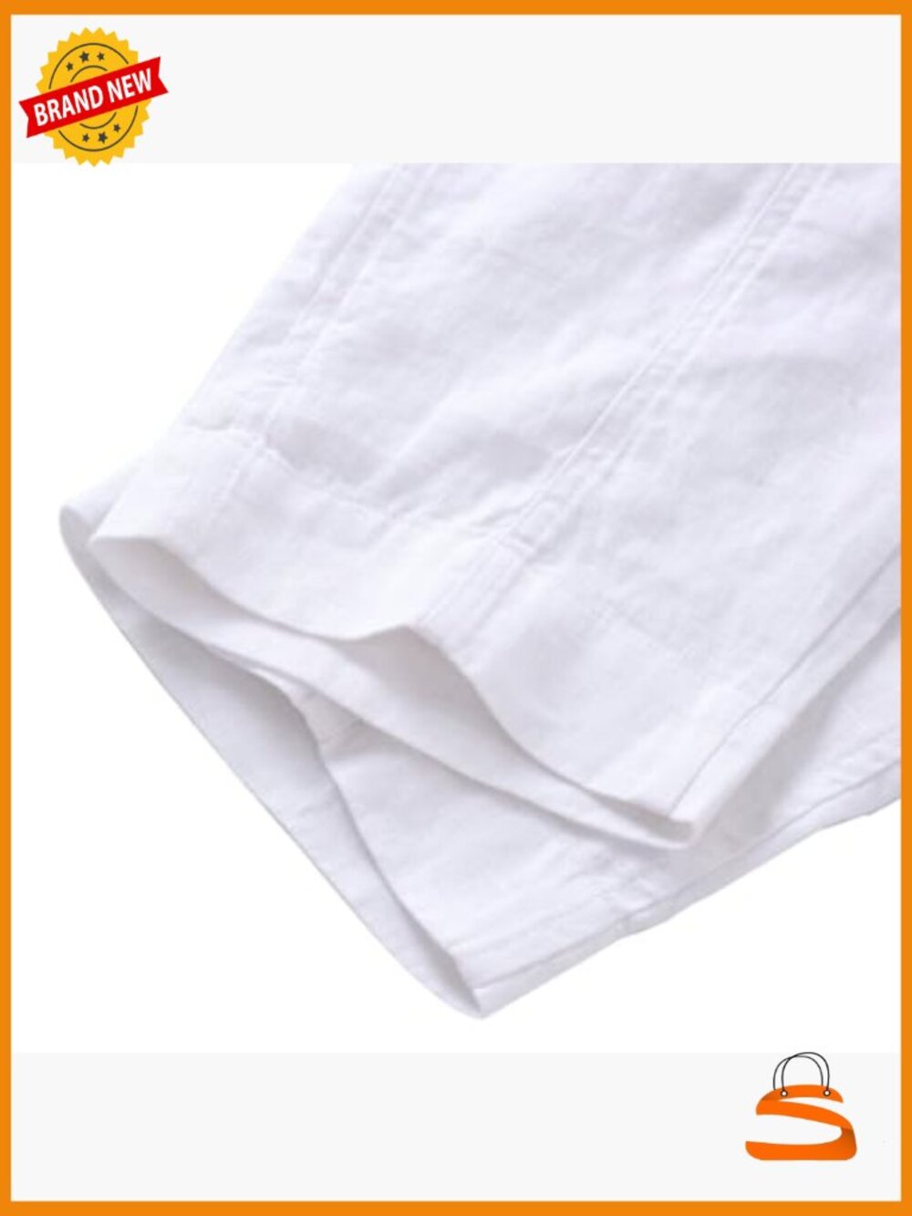 100% Linen Elastic Waist Drawstring Tapered Pants Summer - Picture 6 of 6